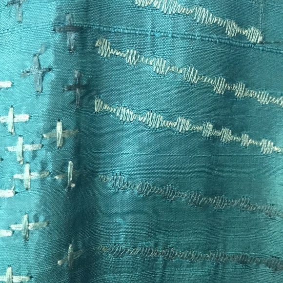Chico’s Women’s Silk Teal Jacket Open Front Decorative Stitching Size M - Picture 7 of 13